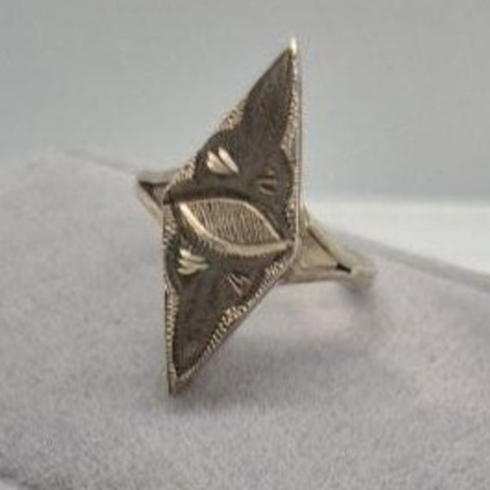 Vtg Sterling Silver Geometric Statement Ring Size 5.5 Triangle Modernist Boho‎